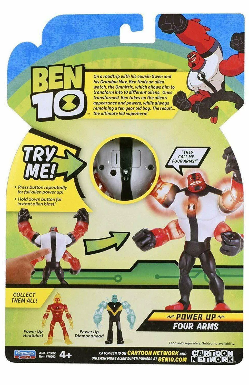 Ben 10 Deluxe Power Up Four Arms Action Figure Light & Sounds