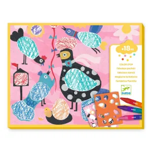 Djeco: Fabulous Stencils Craft Kit- Birdie & Co