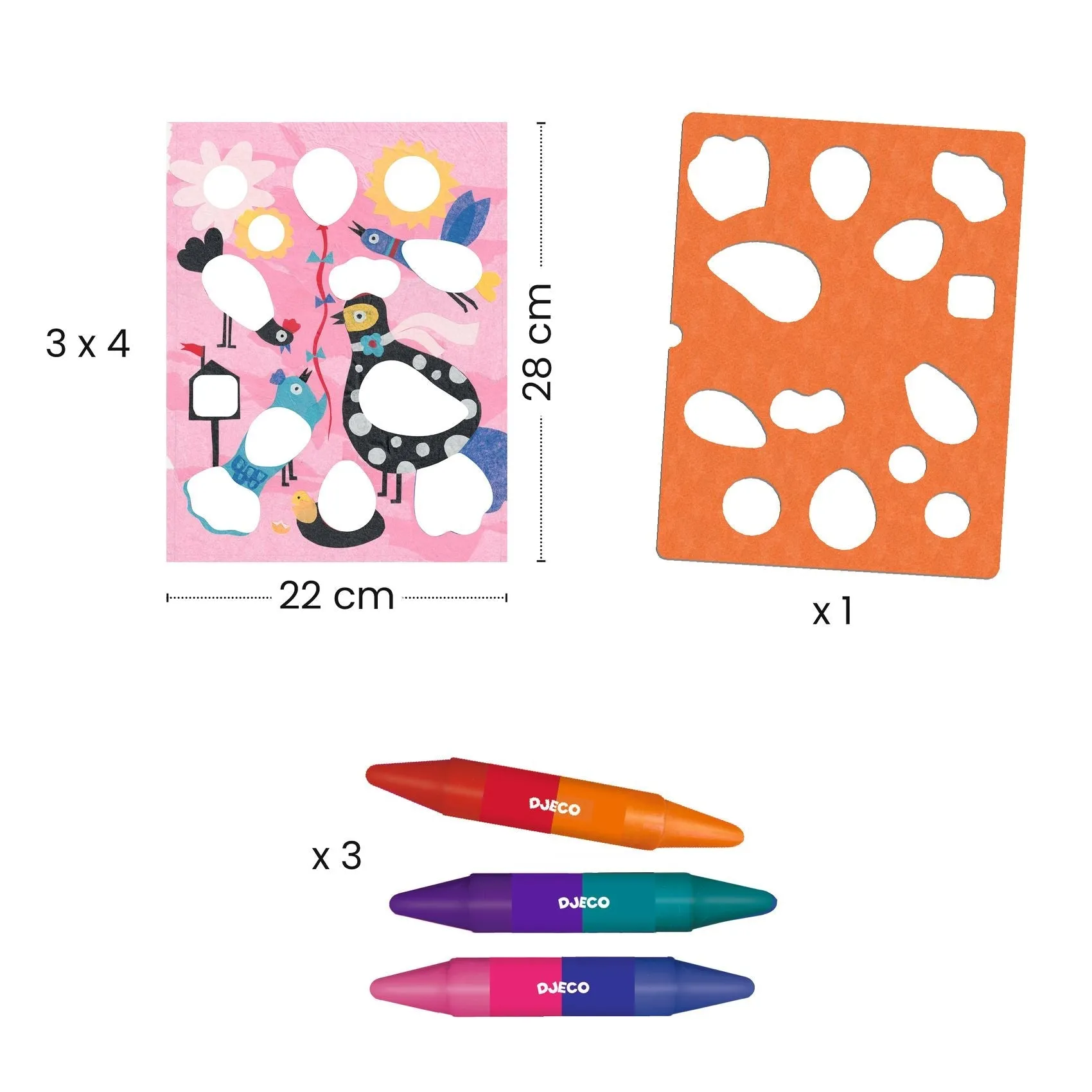 Djeco: Fabulous Stencils Craft Kit- Birdie & Co