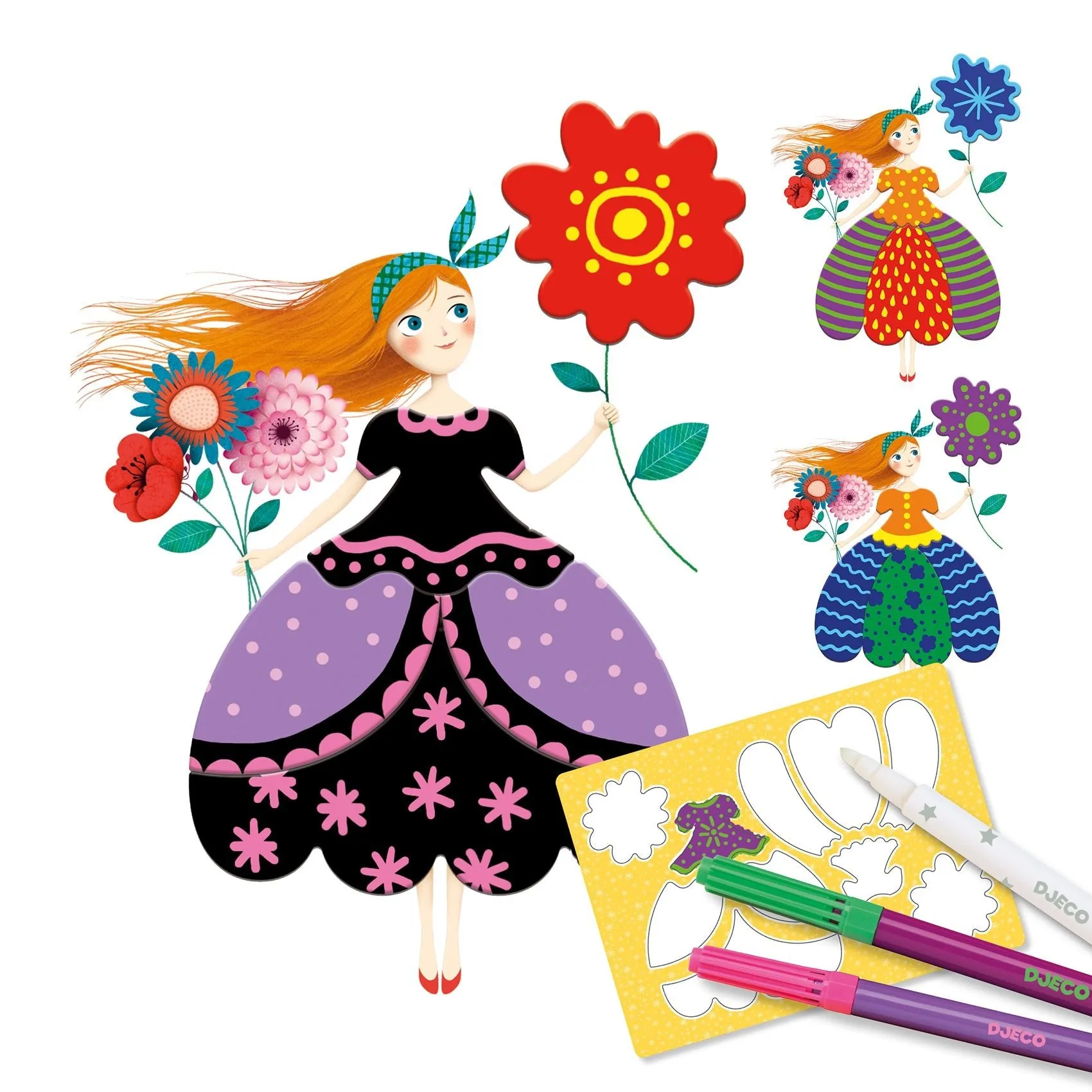 Djeco: Magic Felt Tips - Marie's Pretty Dresses
