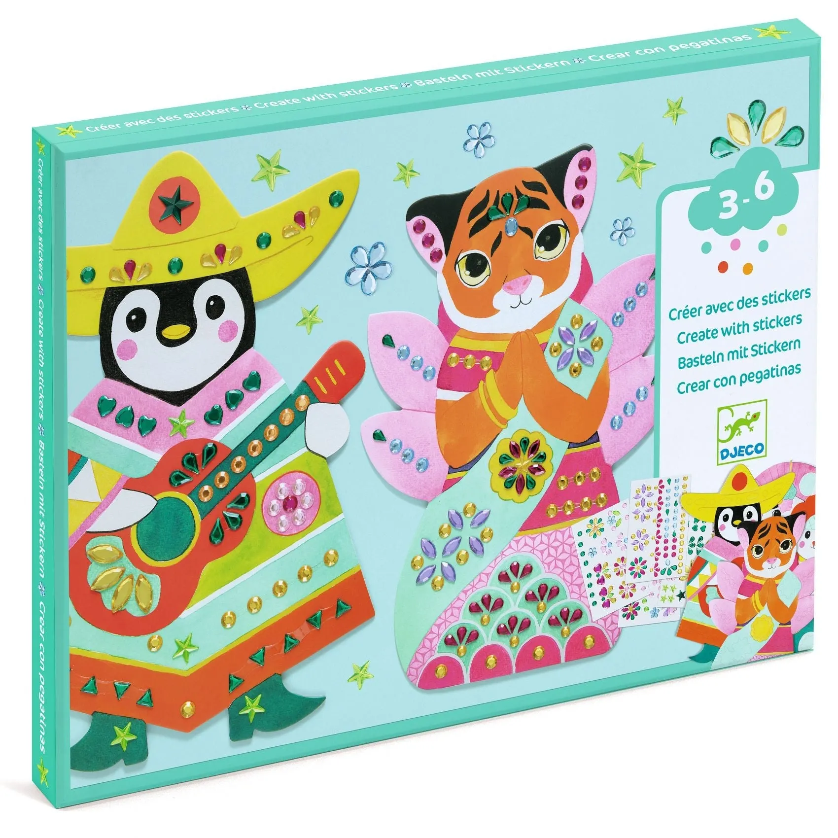 Djeco: Stickers Collage - Rhinestones Animal Creations