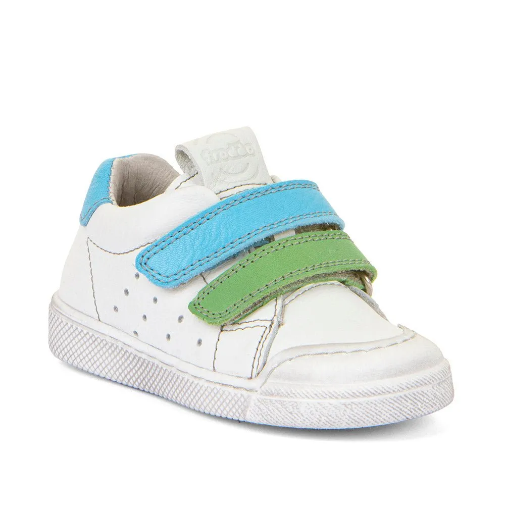 Froddo: Rosario Velcro Trainers - White / Blue & Green Straps