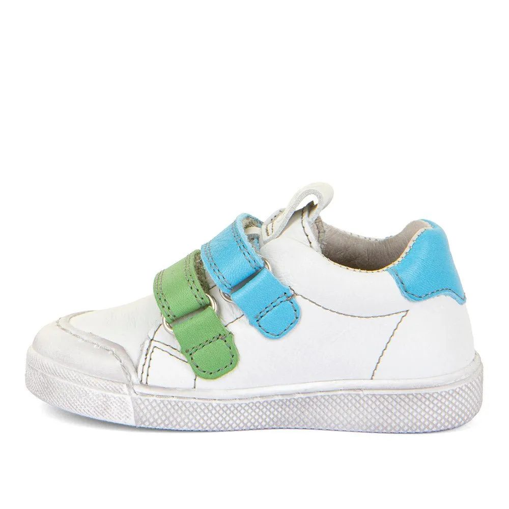 Froddo: Rosario Velcro Trainers - White / Blue & Green Straps