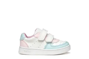 Geox: Eclyper Velcro Trainers- White / Aqua