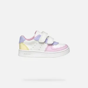 Geox: Eclyper Velcro Trainers - White / Yellow