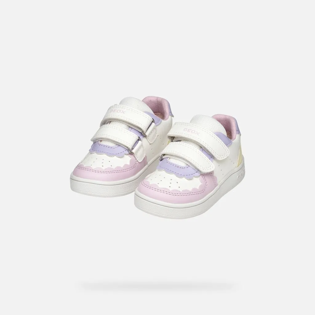Geox: Eclyper Velcro Trainers - White / Yellow