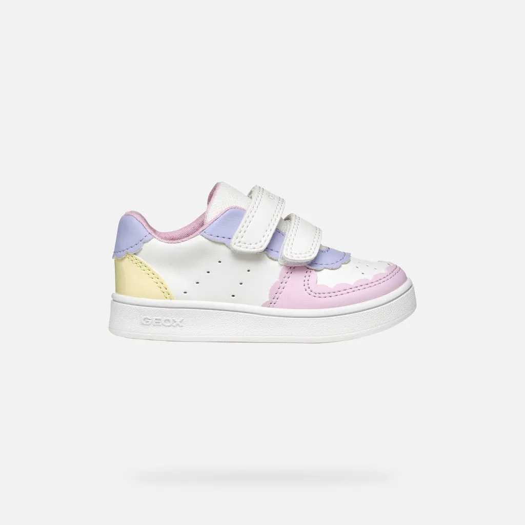 Geox: Eclyper Velcro Trainers - White / Yellow