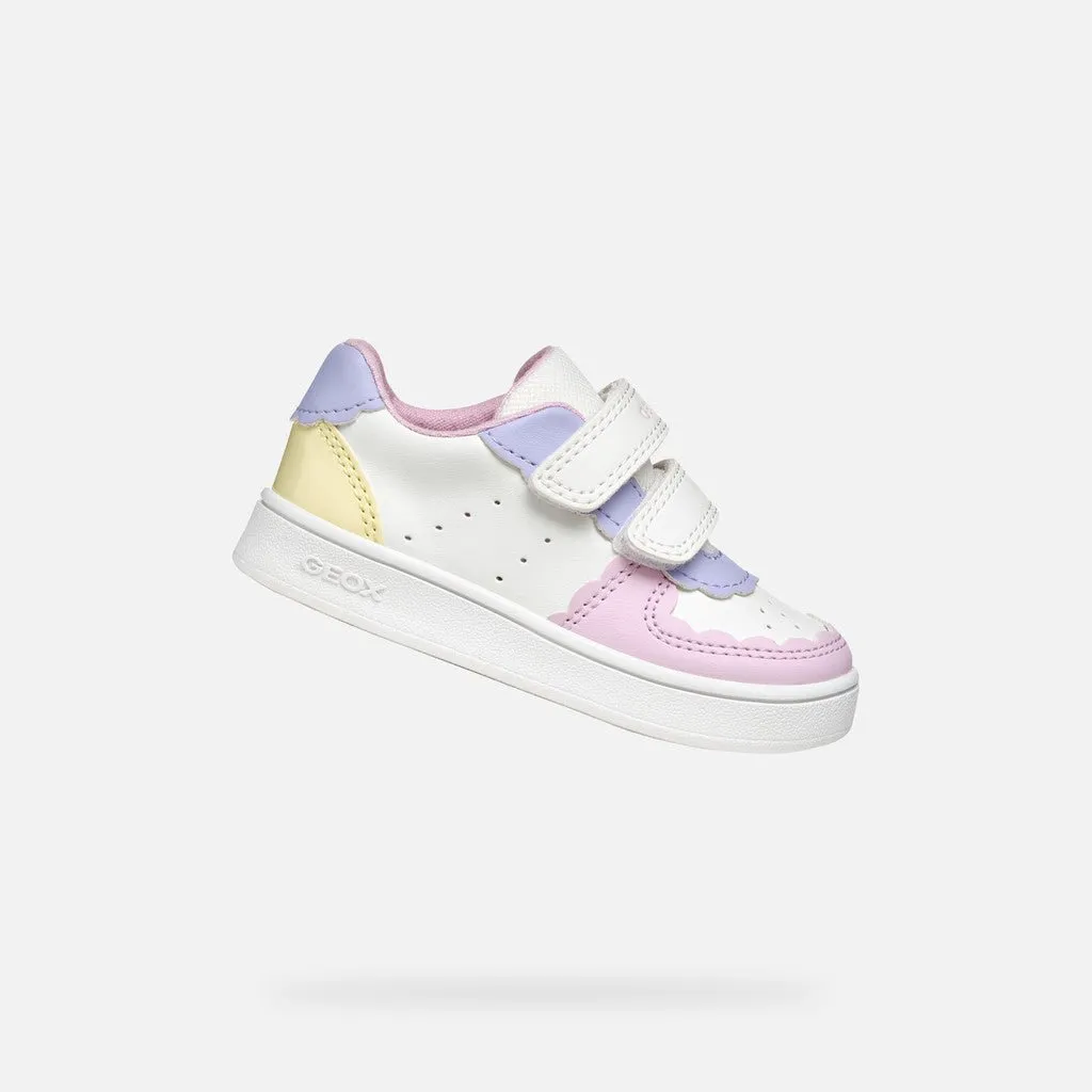 Geox: Eclyper Velcro Trainers - White / Yellow