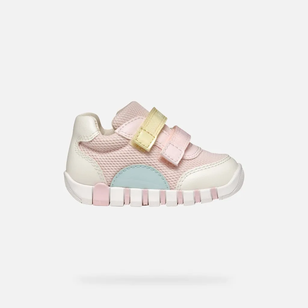 Geox: Iupidoo Velcro Trainers - Pink / Light Yellow
