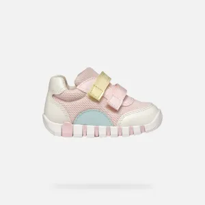 Geox: Iupidoo Velcro Trainers - Pink / Light Yellow