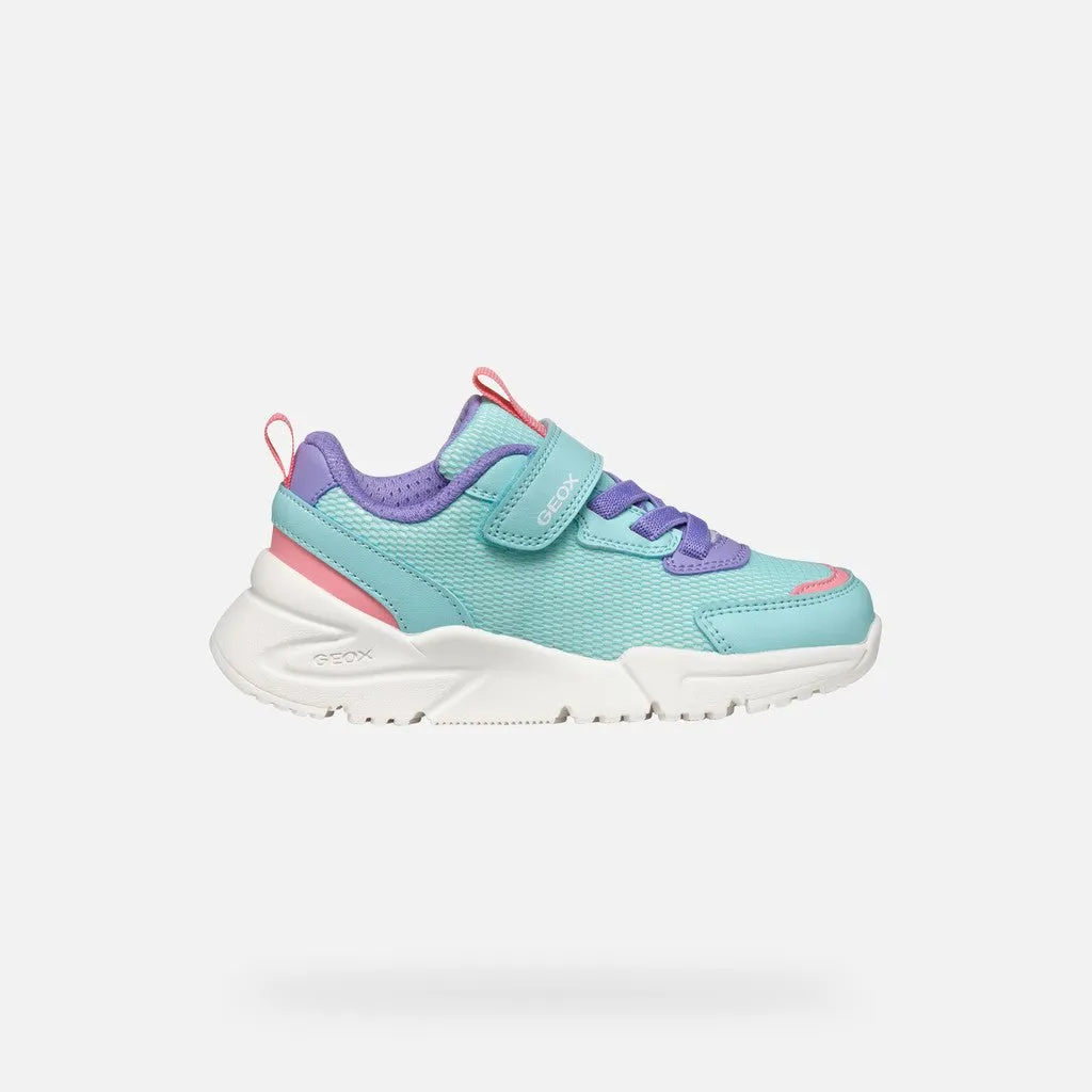 Geox: Loftus Velcro Trainers - Aqua / Lilac