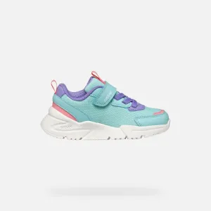Geox: Loftus Velcro Trainers - Aqua / Lilac