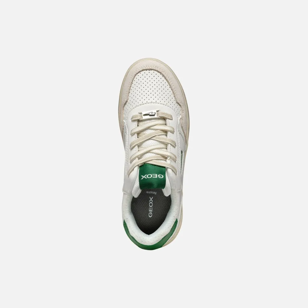 Geox: Washiba Lace Trainers - White / Green