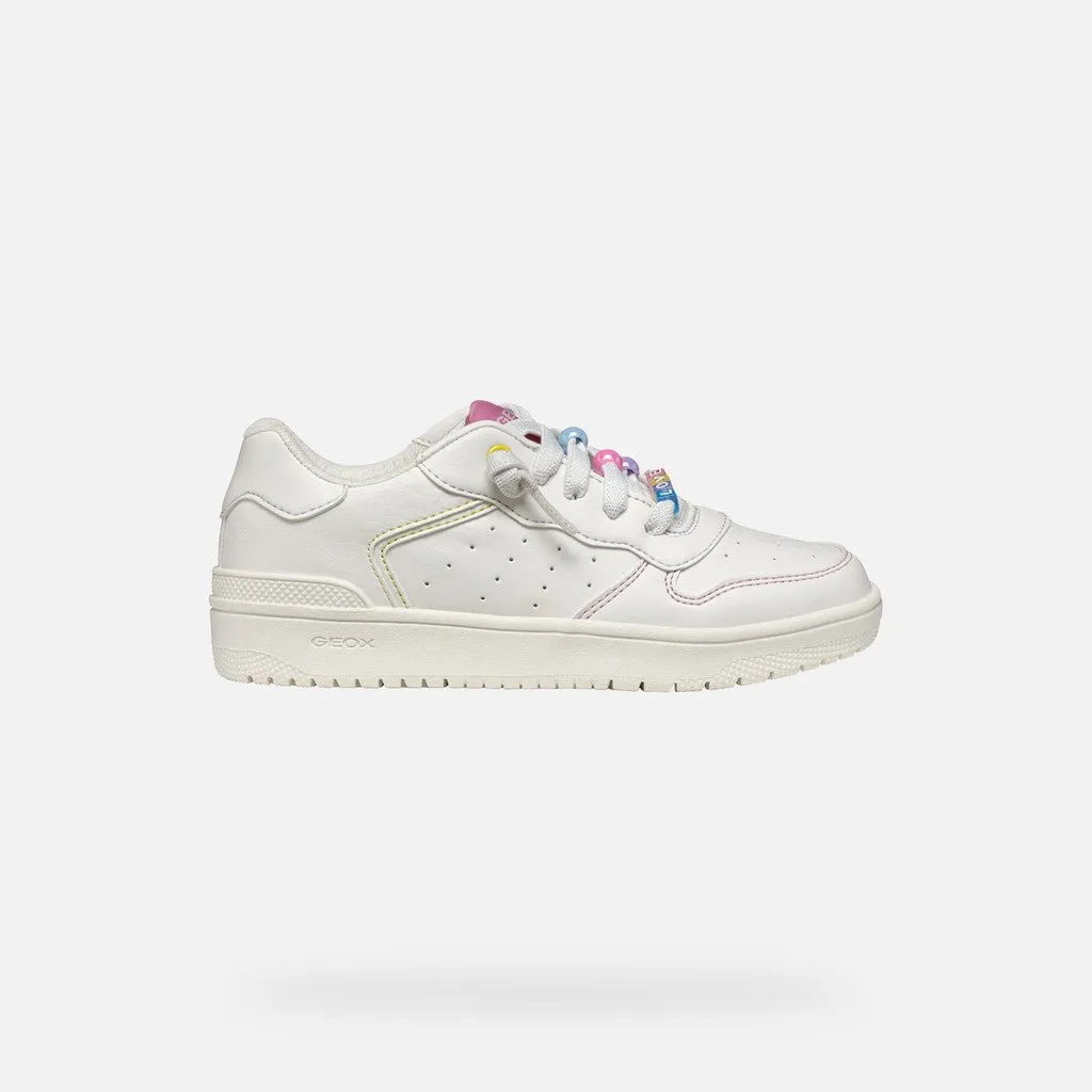 Geox: Washiba Lace Trainers - White / Pink