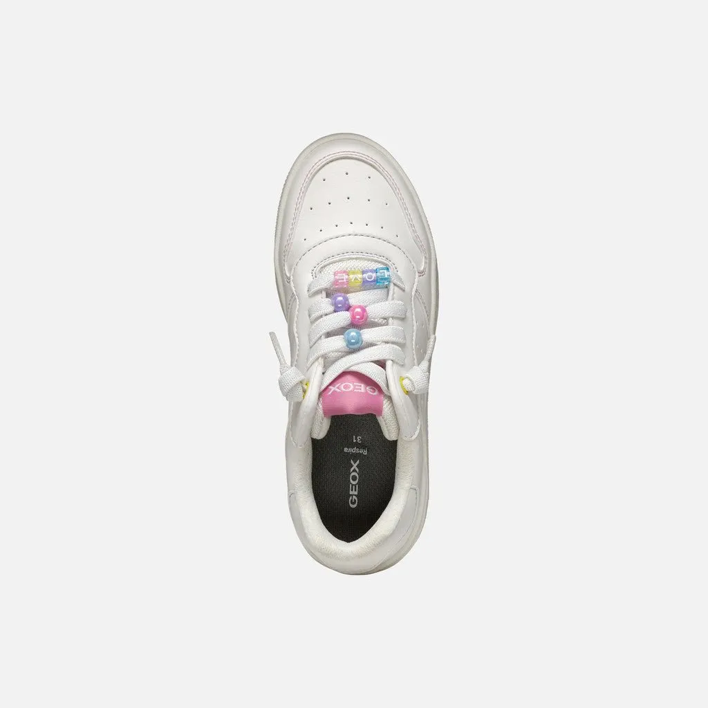 Geox: Washiba Lace Trainers - White / Pink