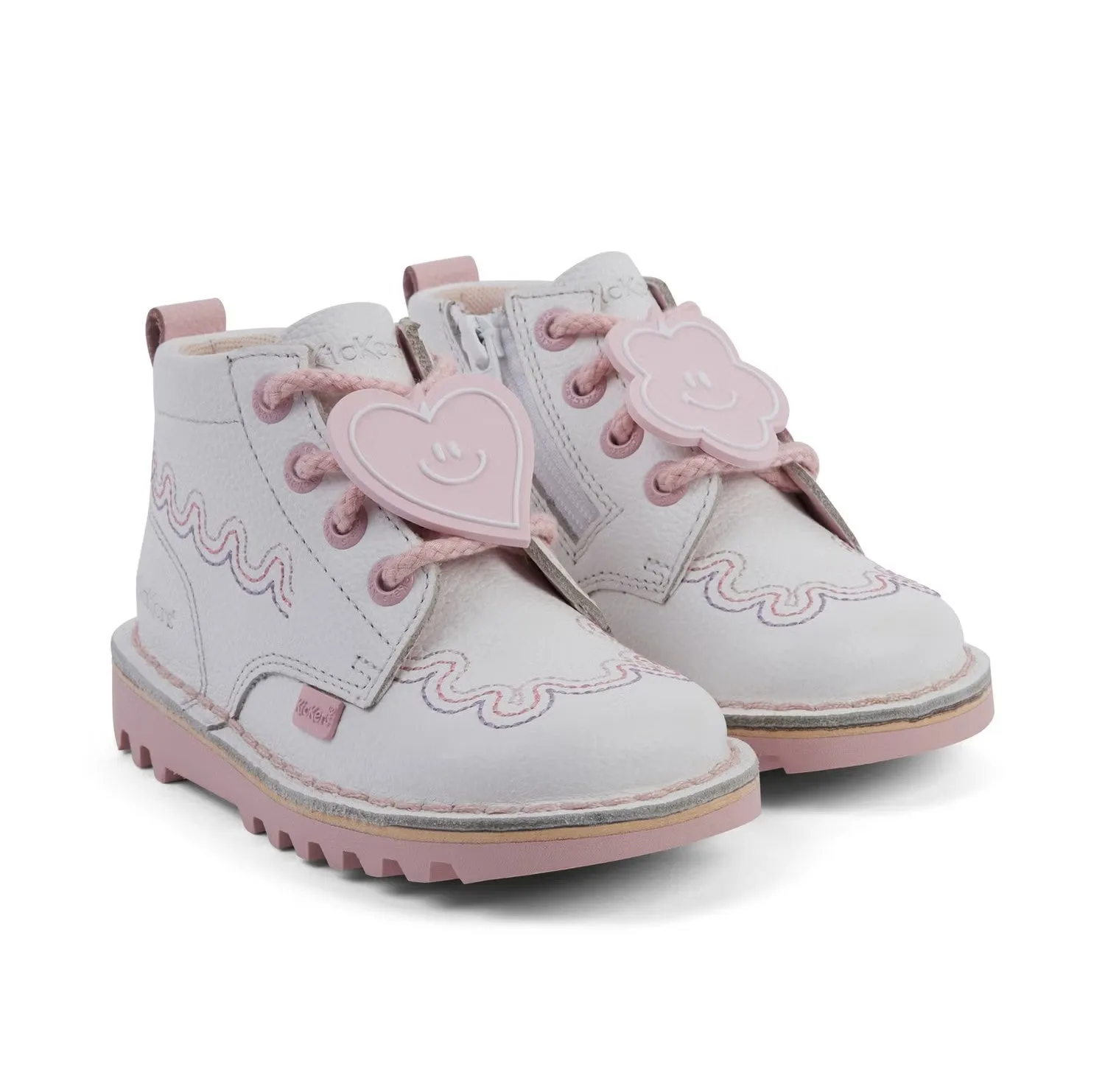 Kickers: Infant Girl's Kick Hi Wave - Leather White
