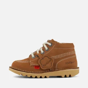 Kickers: Infant Unisex Kick Hi Zip Nubuck - Tan