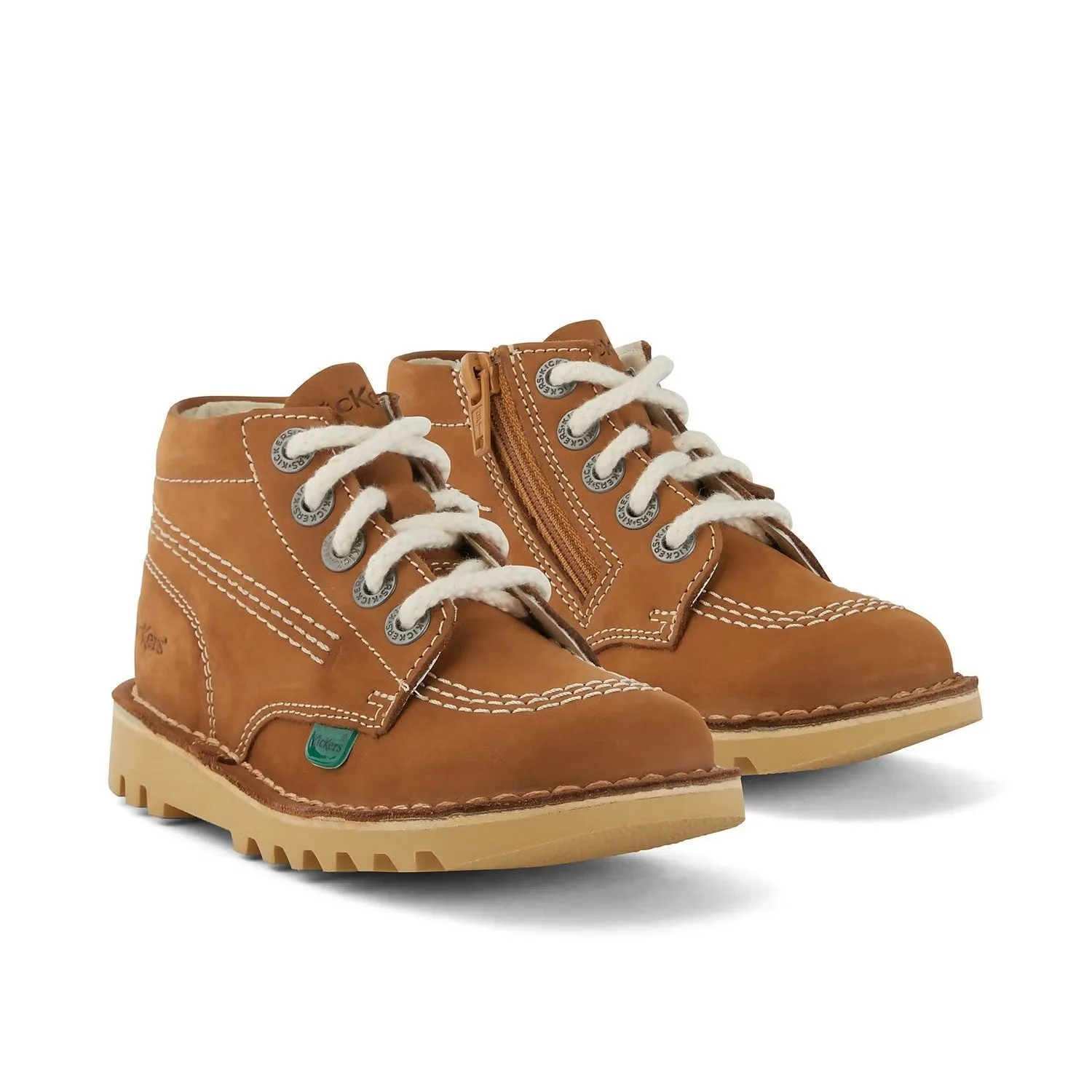 Kickers: Infant Unisex Kick Hi Zip Nubuck - Tan