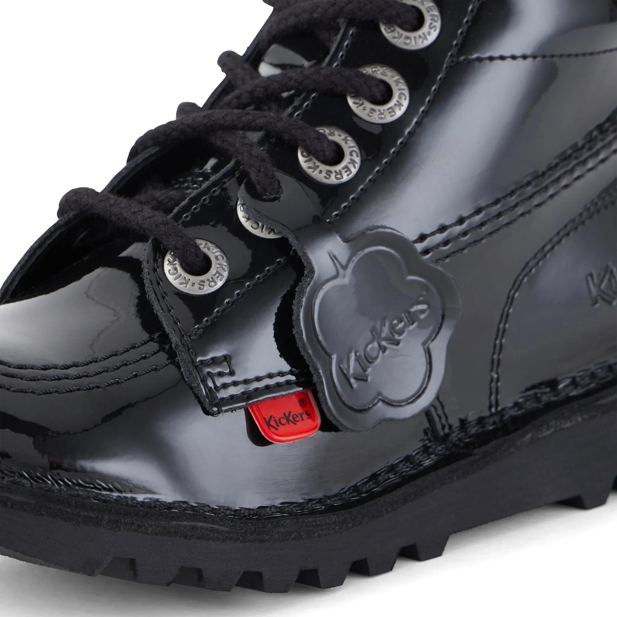Kickers: Kick Hi Zip Unisex School Shoes - Black Patent