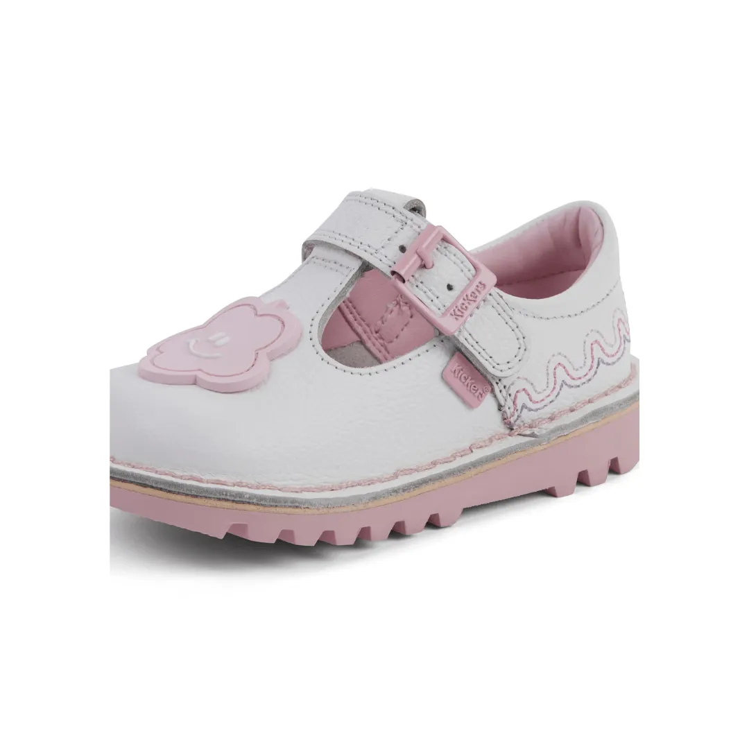 Kickers: T-Bar - Wave - White / Pink