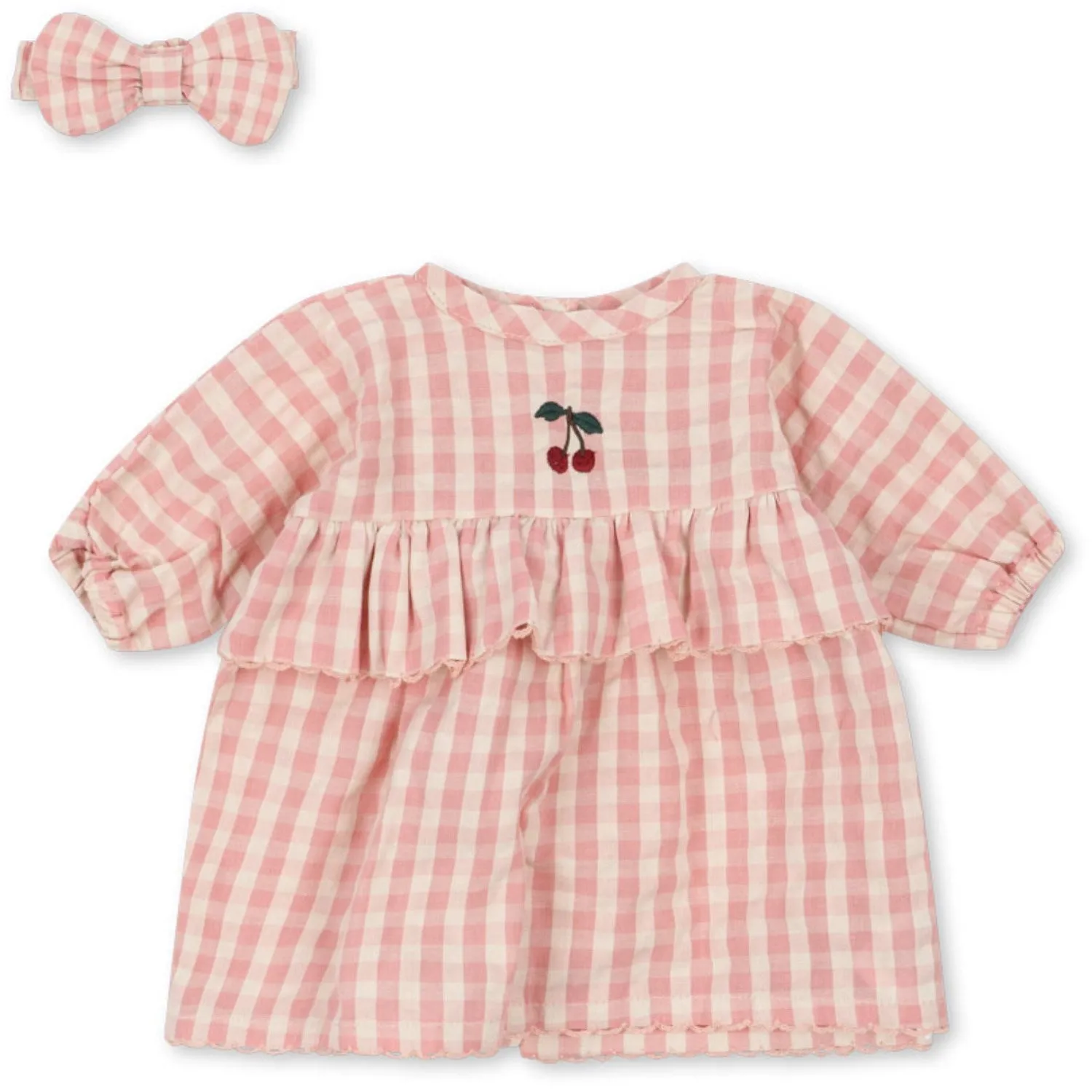 Konges Sløjd Powder Pink Check Doll Clothes Set Gots