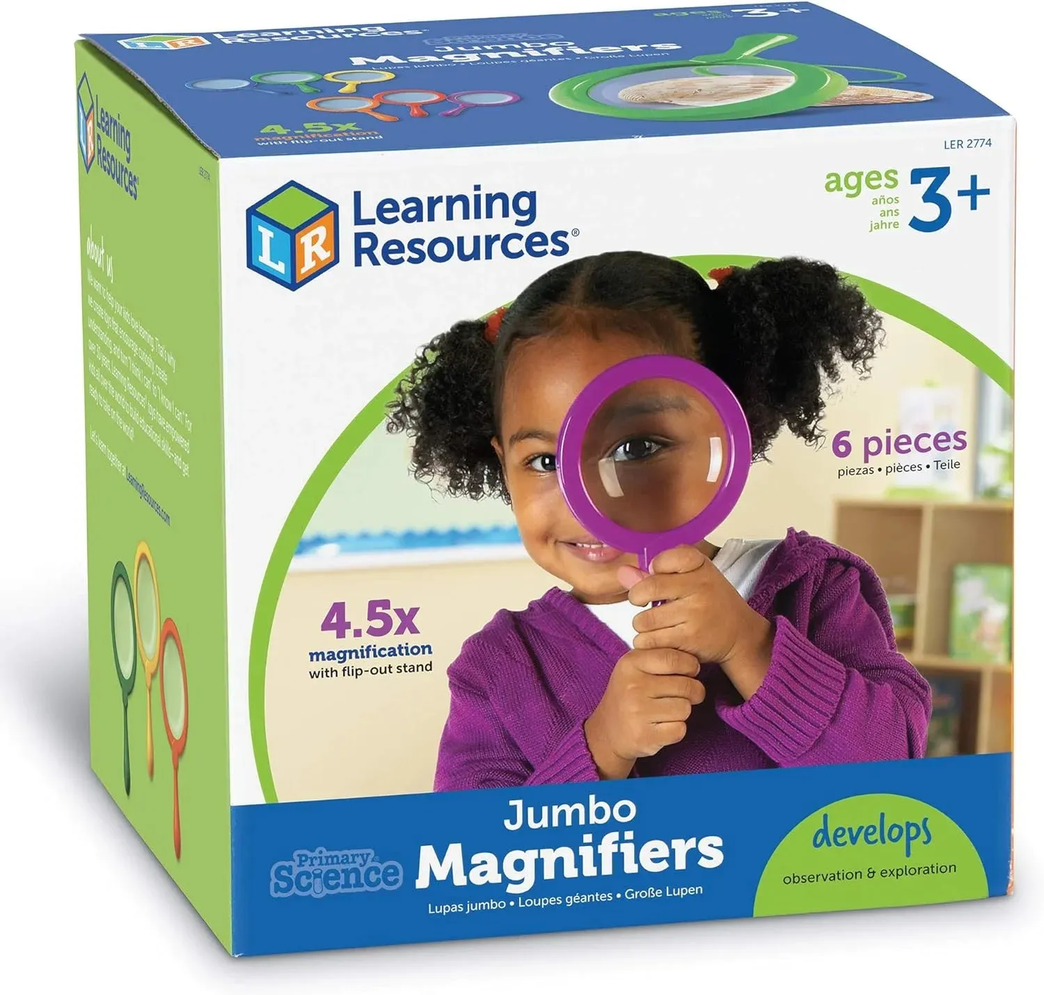 Learning Resources Primary Science Jumbo Magnifiers, Set of 6
