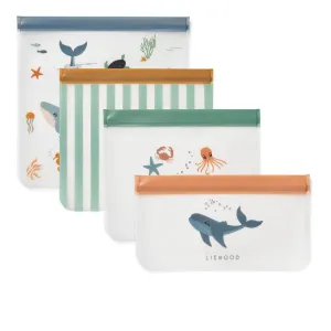 Liewood: Clive Reusable Travel/Storage Bags 4-Packs - Sea creature / Sandy