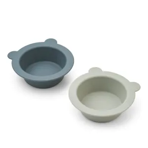 Liewood: Peony Suction Bowl 2-Pack - Whale Blue / Dove Blue