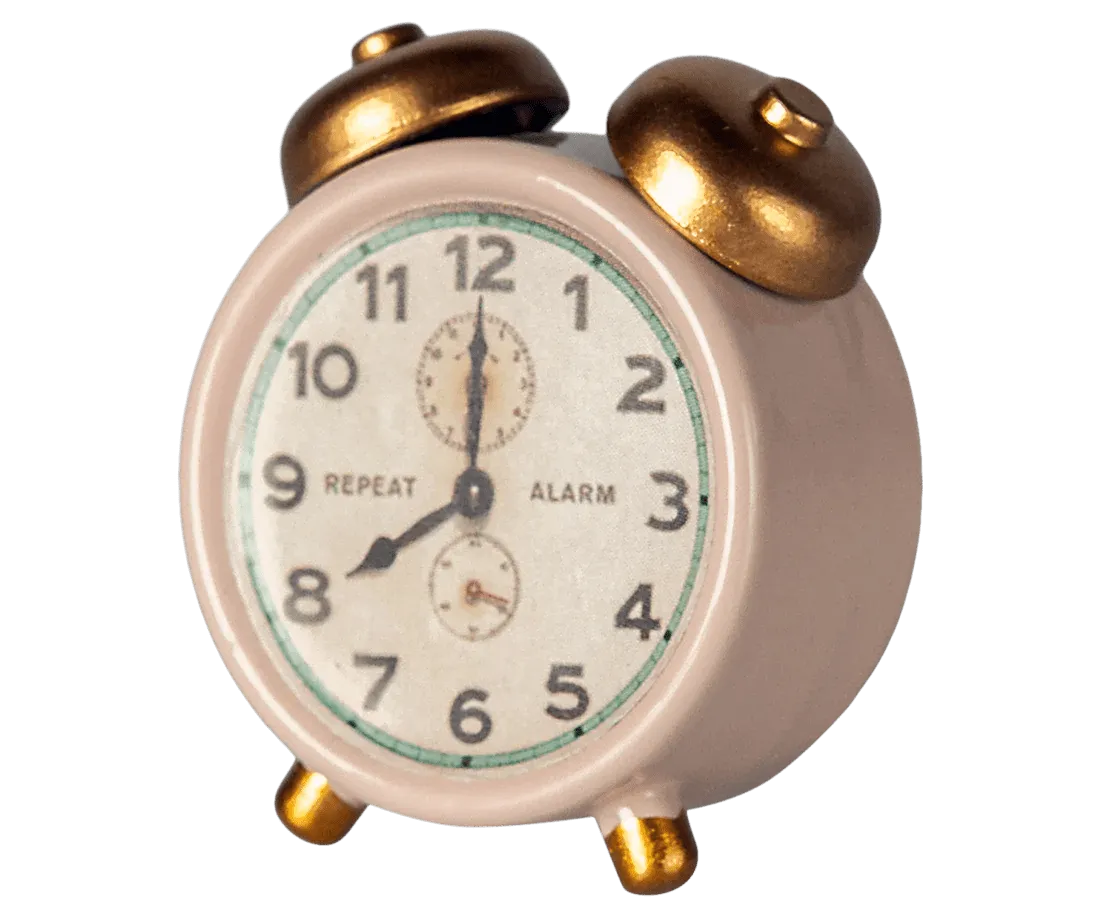 Maileg: Alarm clock, Mouse - Powder
