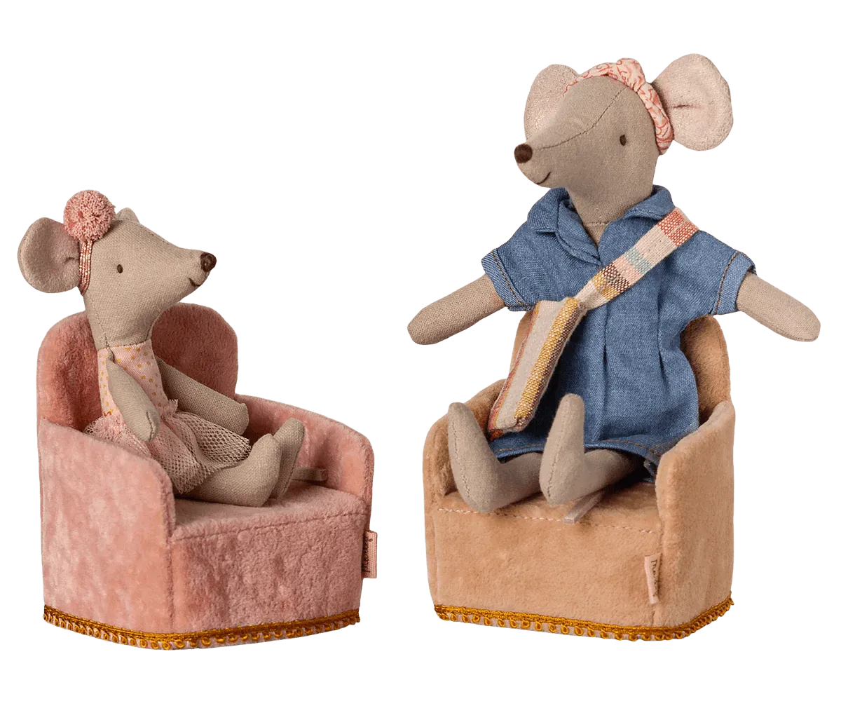 Maileg: Folding chair, Mouse - Rose
