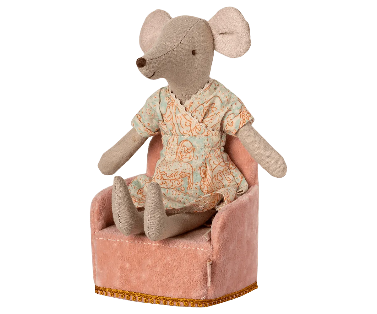Maileg: Folding chair, Mouse - Rose