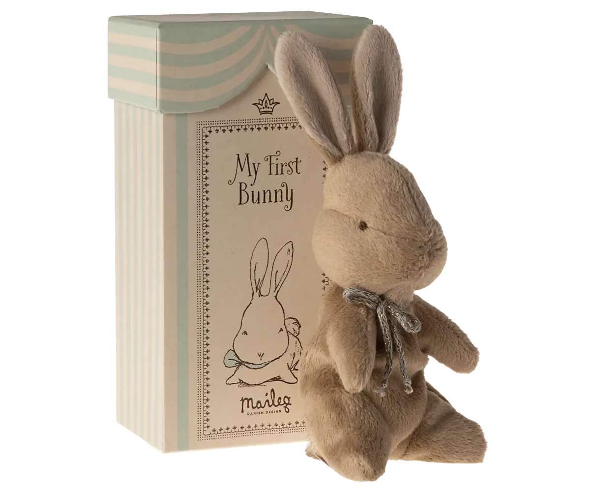 Maileg: My First Bunny - Brown / Blue Box