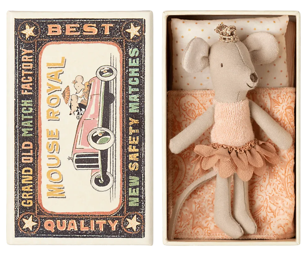 Maileg: Princess mouse, Little sister in matchbox
