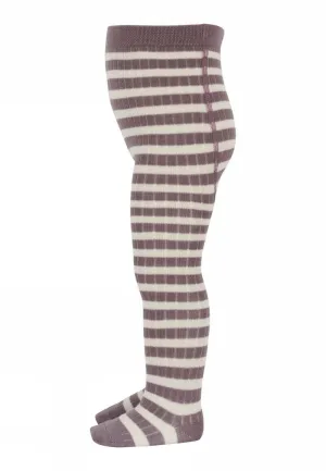 MP Denmark: Elis Striped Wool Tights - Dark Purple Dove