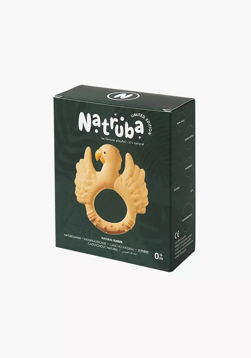Natruba: Natural Rubber Teether Parrot - Yellow