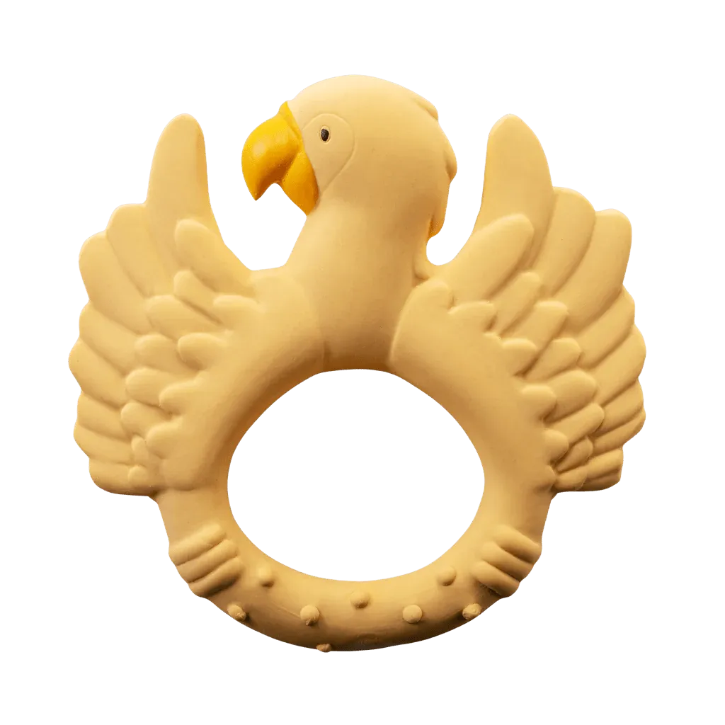 Natruba: Natural Rubber Teether Parrot - Yellow