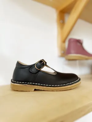 Petasil: Crosspatch T-Bar Shoes - Chocolate Leather