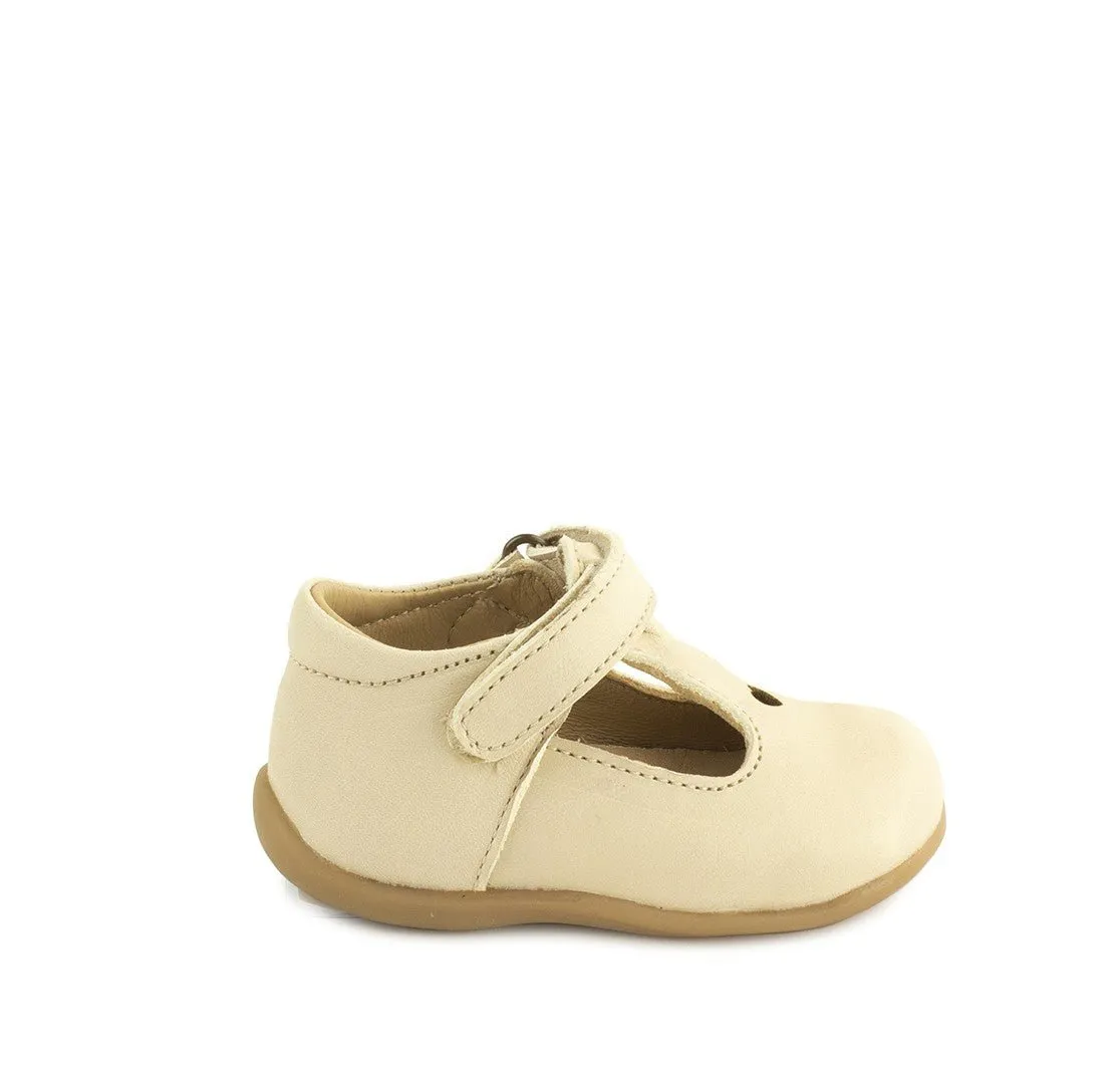 Petasil: Tima T-Bar Velcro Shoes - Cream Savana