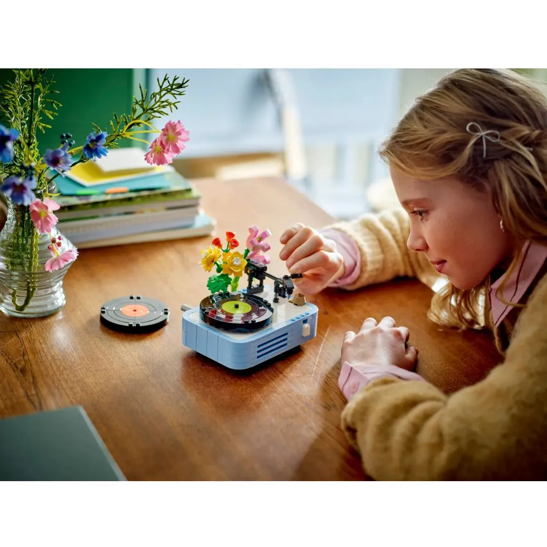 Record Player With Flowers By Lego
