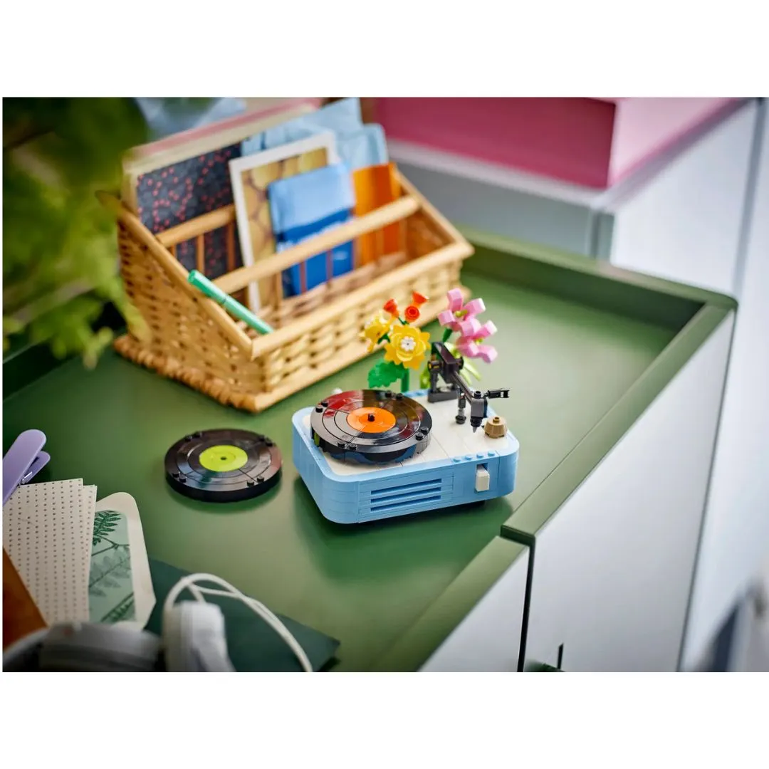 Record Player With Flowers By Lego