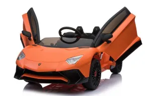 RICCO 12V 7A Lamborghini Aventador SV Licensed Battery Powered Kids Electric Ride On Toy Car BDM0913 ORANGE