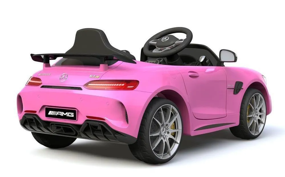 RICCO 6V 4.5A Two Motors Mercedes Benz GTR AMG Licenced Battery Powered Kids Electric Ride-On Toy Car, Pink