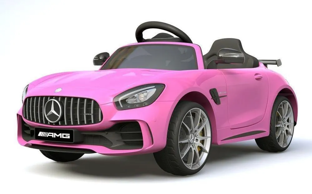 RICCO 6V 4.5A Two Motors Mercedes Benz GTR AMG Licenced Battery Powered Kids Electric Ride-On Toy Car, Pink