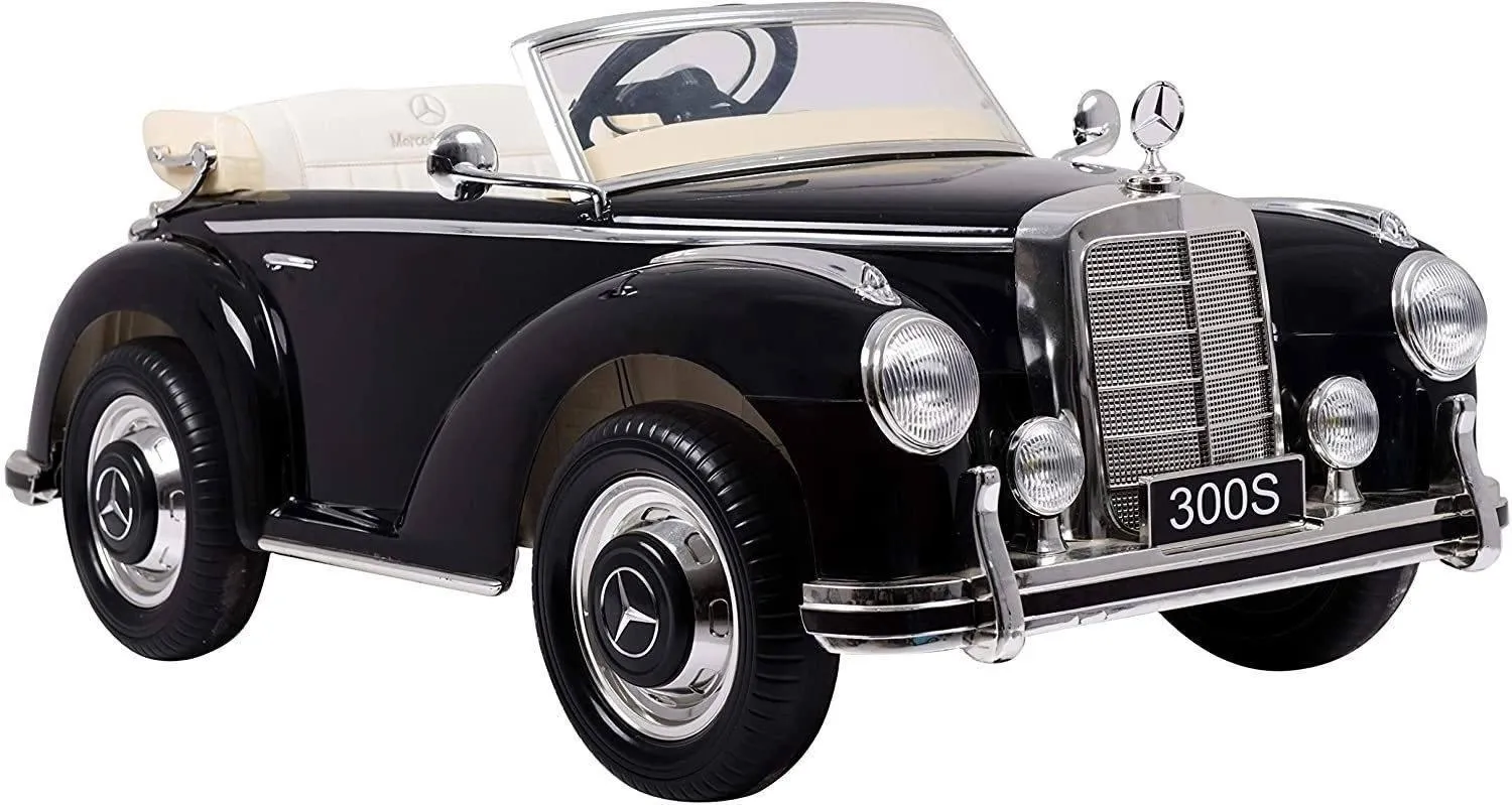 Ricco CLASSIC Mercedes Benz 300S (W188) 12V Battery Electric Ride-On Car Black X-Display