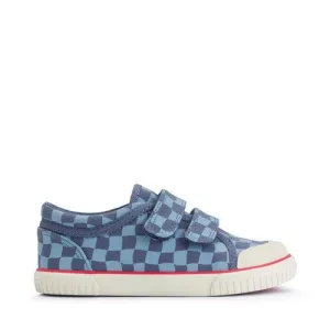 Start-Rite: Kicks Canvas Velcro Trainers - Denim Blue Check
