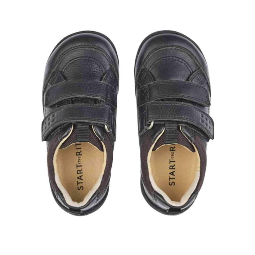 Start-Rite: Zigzag Riptape School Shoes - Black Leather