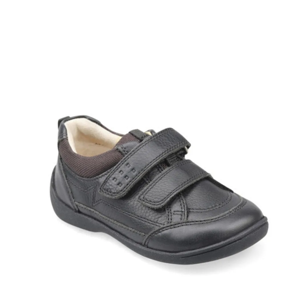 Start-Rite: Zigzag Riptape School Shoes - Black Leather