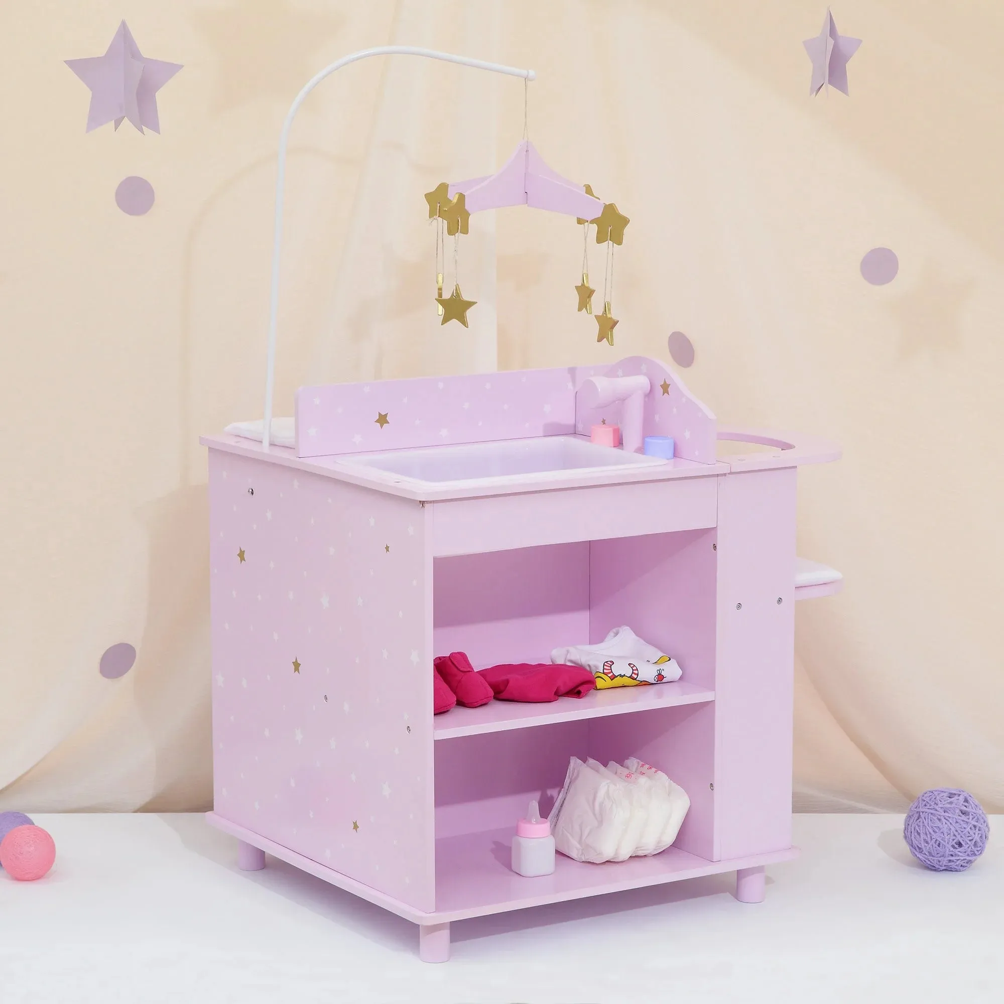 Teamson USA Olivia's Little World Twinkle Stars Princess 4-in-1 Baby Doll Furniture