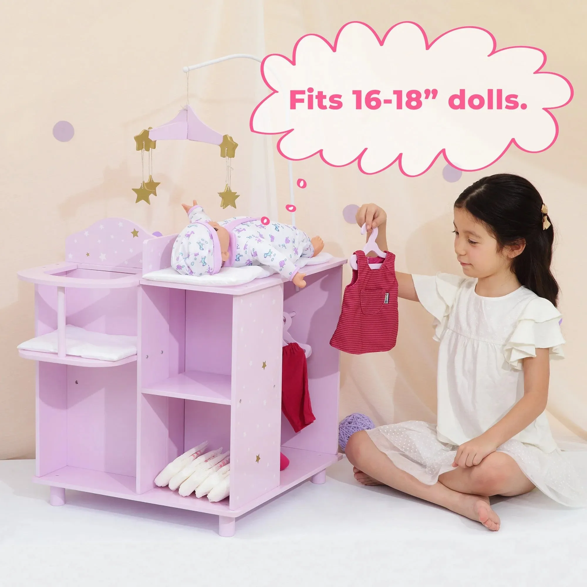 Teamson USA Olivia's Little World Twinkle Stars Princess 4-in-1 Baby Doll Furniture