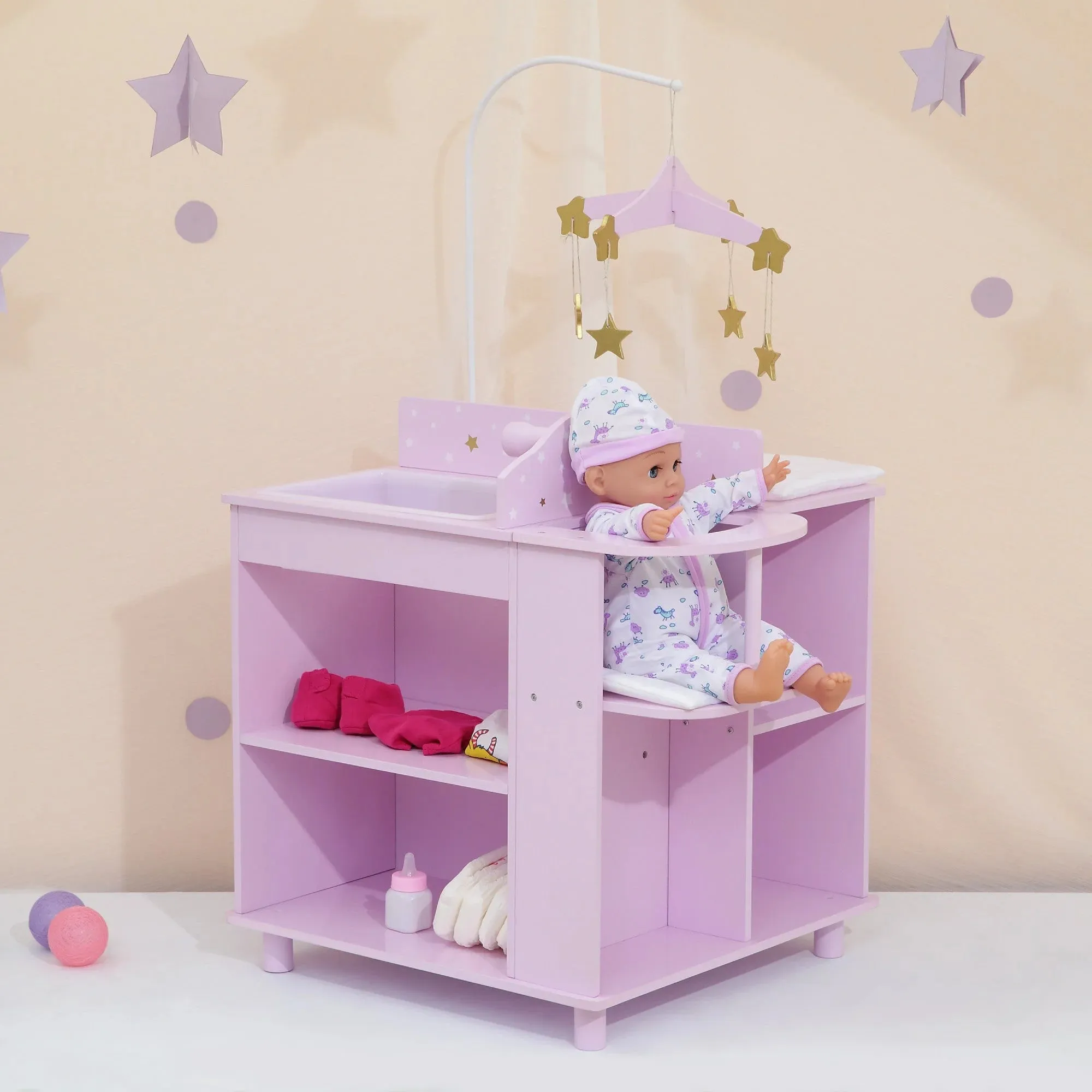 Teamson USA Olivia's Little World Twinkle Stars Princess 4-in-1 Baby Doll Furniture